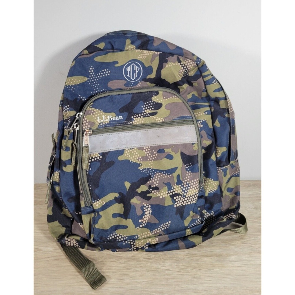 LL BEAN Kids  Original Book  Pack  Backpack  Camo Print Monogrammed‎